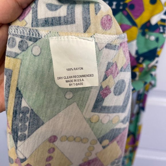 Geometric Printed Jersey Belted Short Sleeve Y2K Dress S - Picture 8 of 8